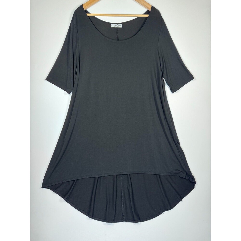 Bryn Walker Dress XL Black Short Sleeve‎ Stretch Jersey Made in USA Lagenlook